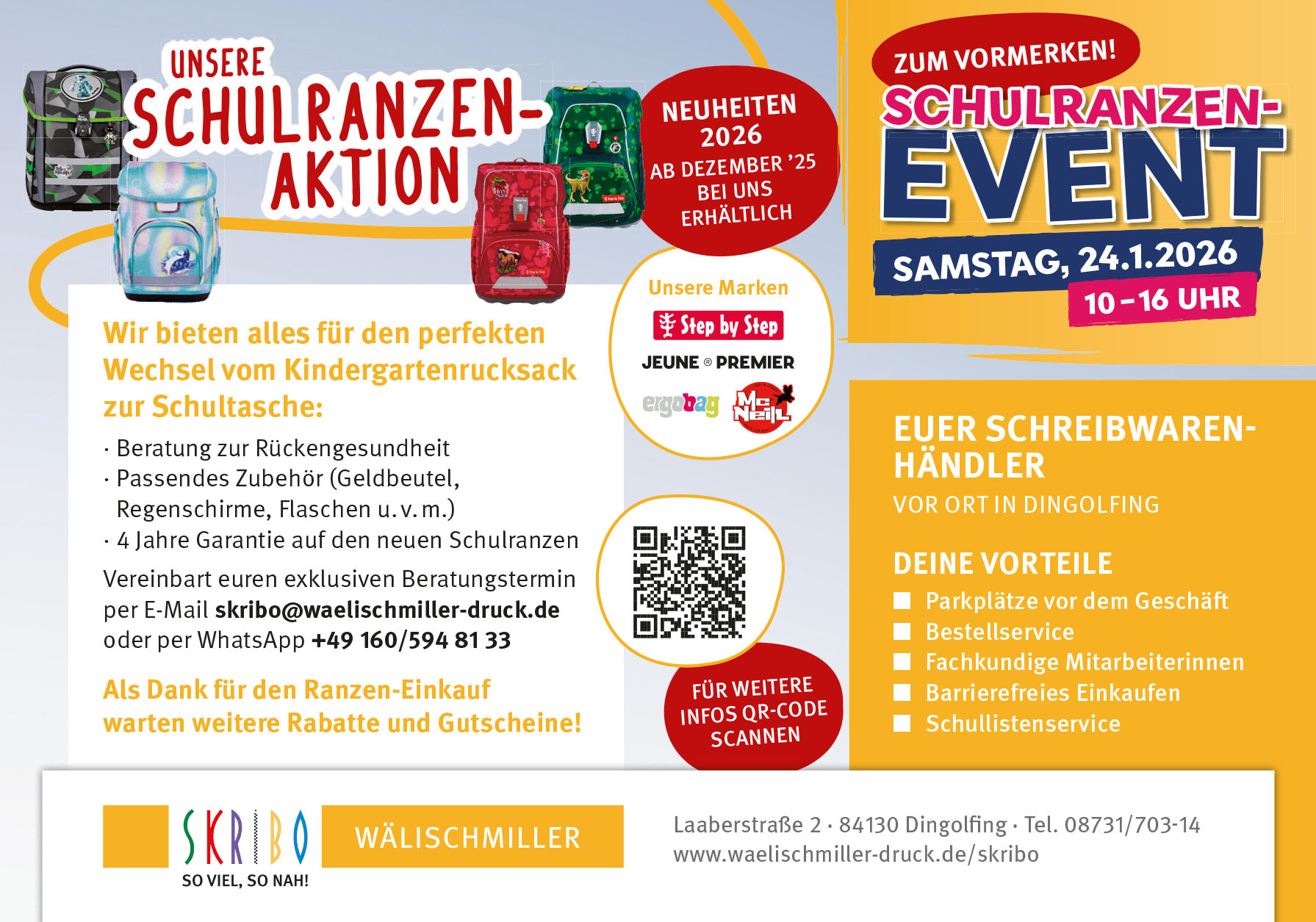 SKRIBO-Anzeige - Schulranzenaktion und Schulranzenevent 2025 SKRIBO-Anzeige - Schulranzenaktion und Schulranzenevent 2025